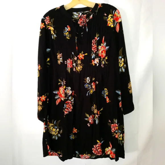 Old Navy | Dresses | Old Navy Dress S Flowy Rayon Hippie Floral Cottagecore Lace  Up Pintuck Bodice | Poshmark